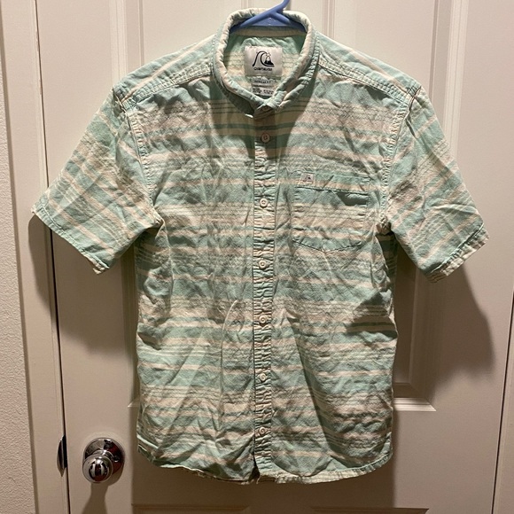 Quiksilver Other - Quiksilver Mint Striped Casual Shirt